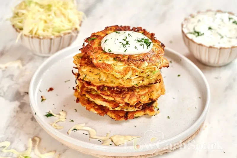 Cabbage Fritters with Yogurt Dip