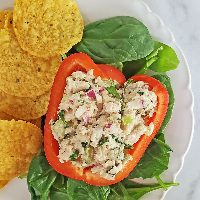 Tuna Salad Stuffed Bell Pepper Sandwich