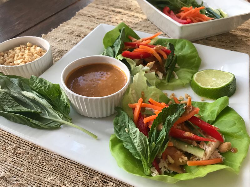 Thai Peanut Chicken Lettuce Wraps