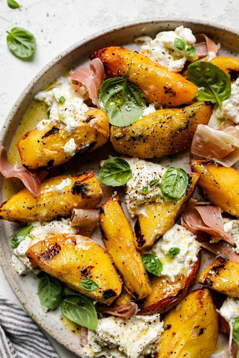 Burrata with Roasted Stone Fruit and Prosciutto