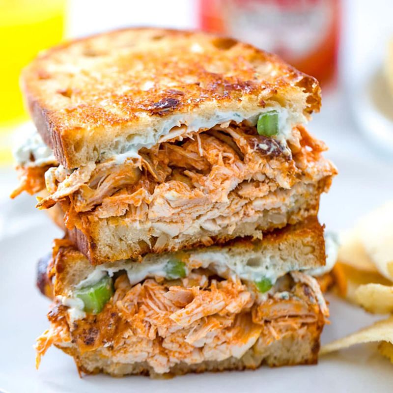 Buffalo Chicken and Blue Cheese Grilled Cheese