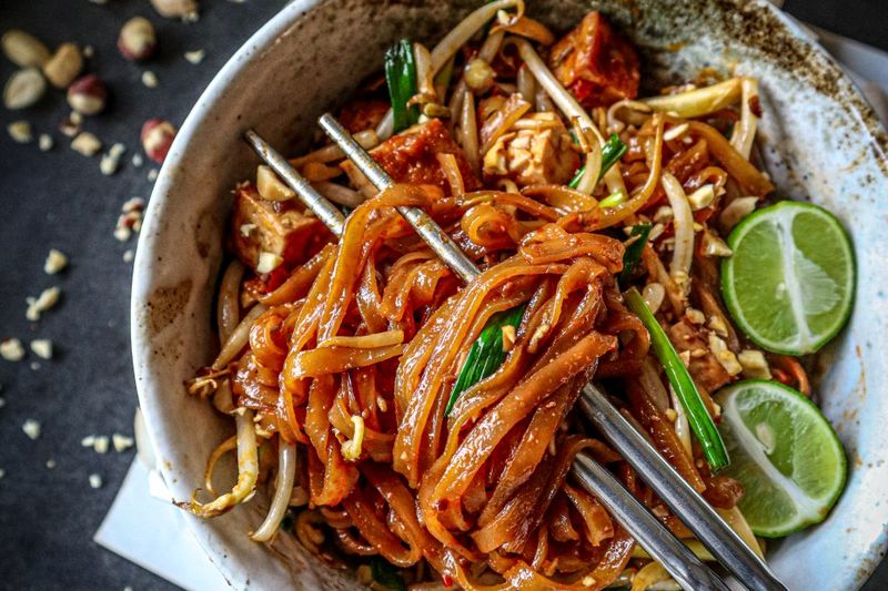 Vegan Pad Thai with Rice Noodles
