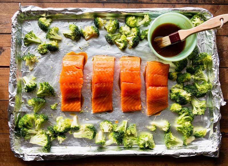 Lemon Ginger Salmon with Steamed Broccoli