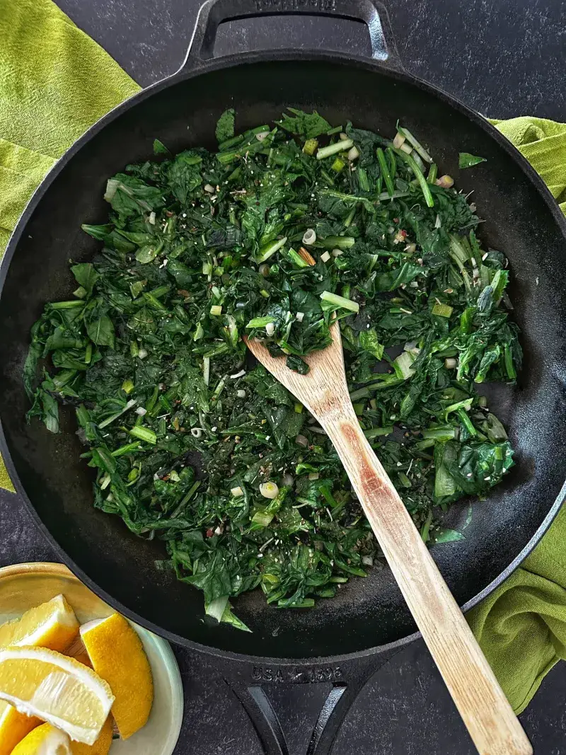 Saute Seasonal Greens With Garlic and Lemon