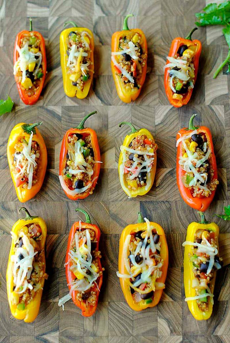 Stuffed Mini Bell Peppers with Herbed Quinoa