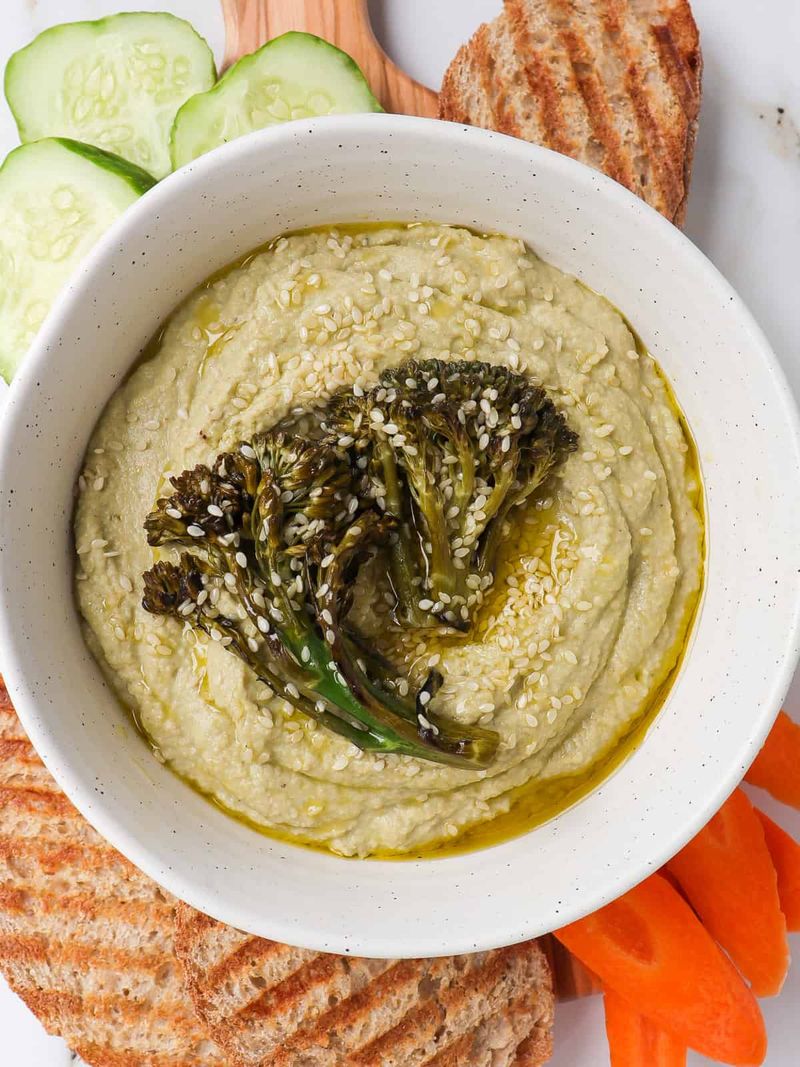 Steamed Broccoli with Hummus