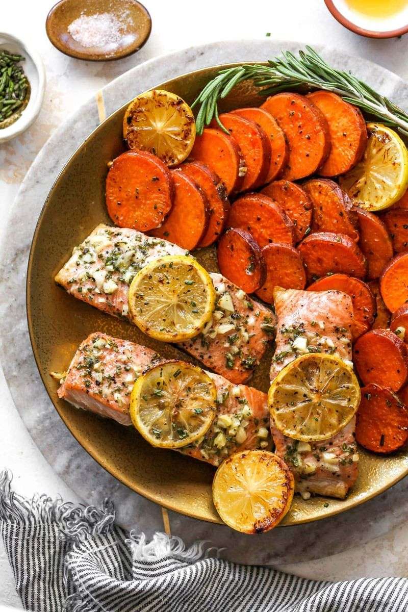Baked Salmon with Sweet Potato Mash