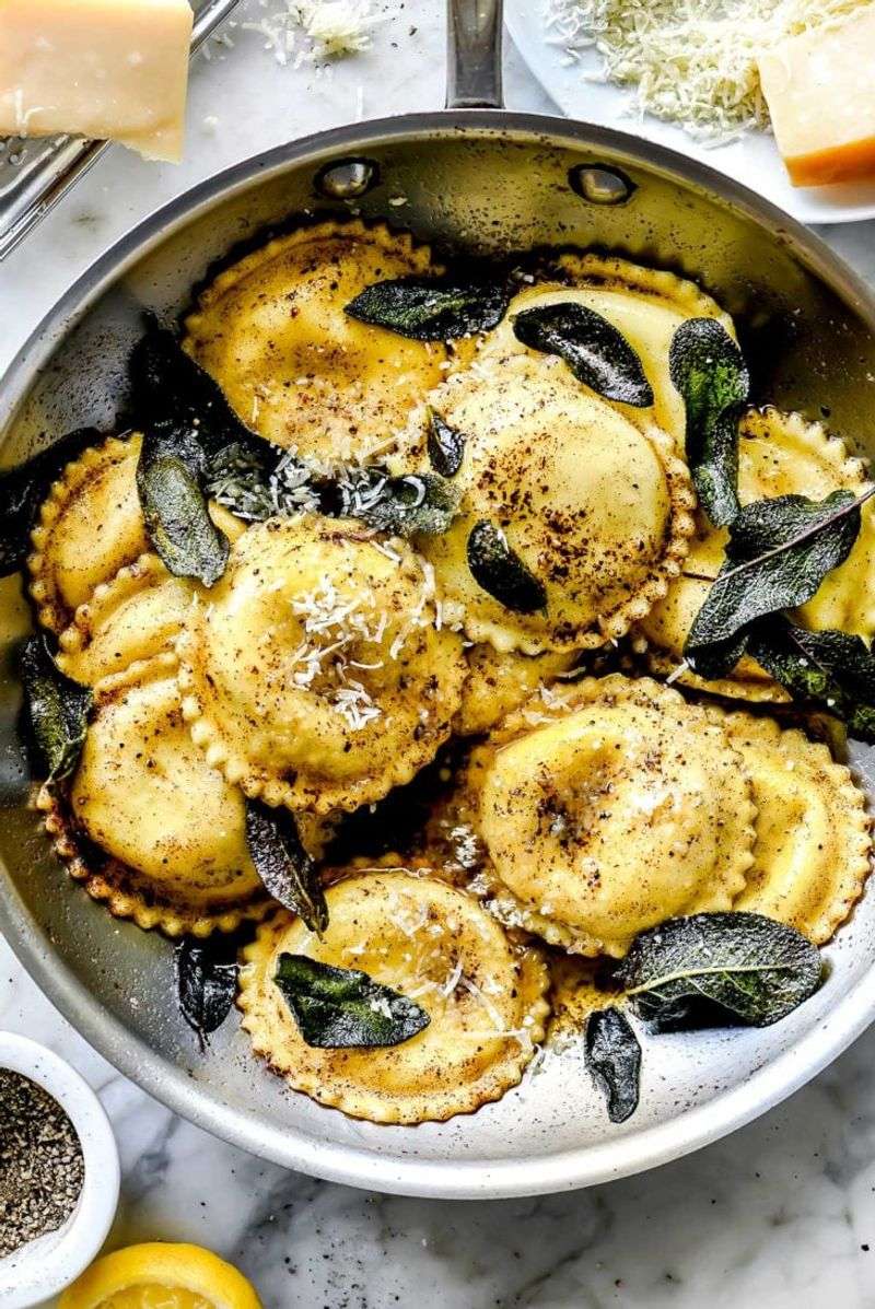 Cheese Ravioli Browned in Butter and Sage