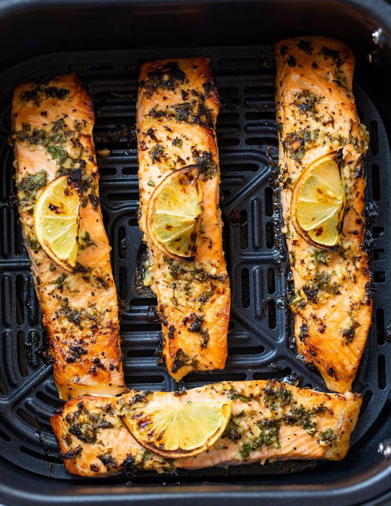 Air-Fryer Salmon Fillets with Lemon Herb Butter