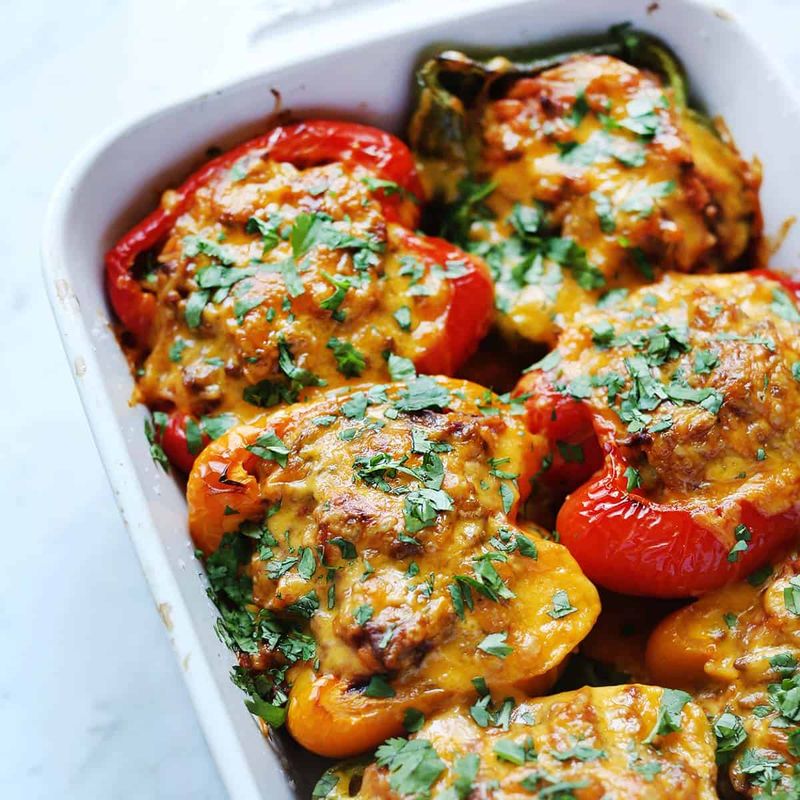 Chicken And Asparagus Stuffed Bell Peppers