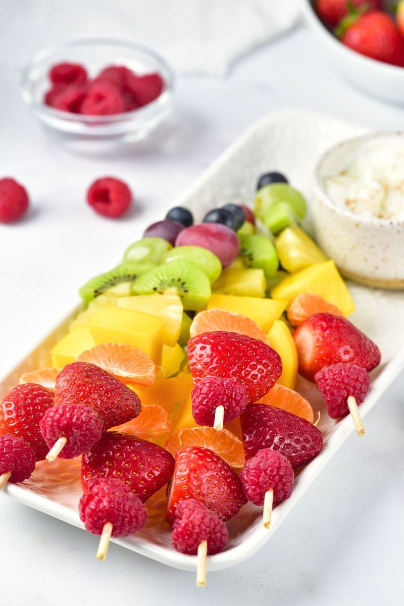 Fresh Fruit Skewers with Yogurt Dip