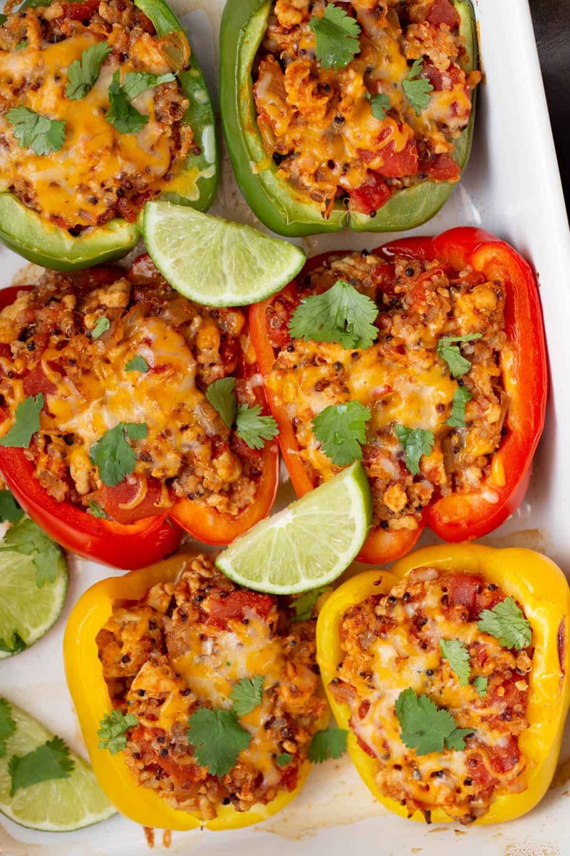 Stuffed Bell Peppers with Ground Turkey and Quinoa