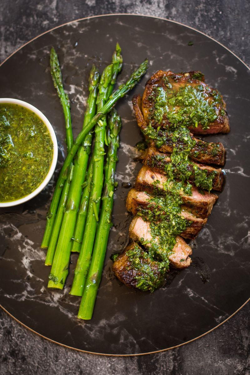 Steak and Asparagus with Chimichurri