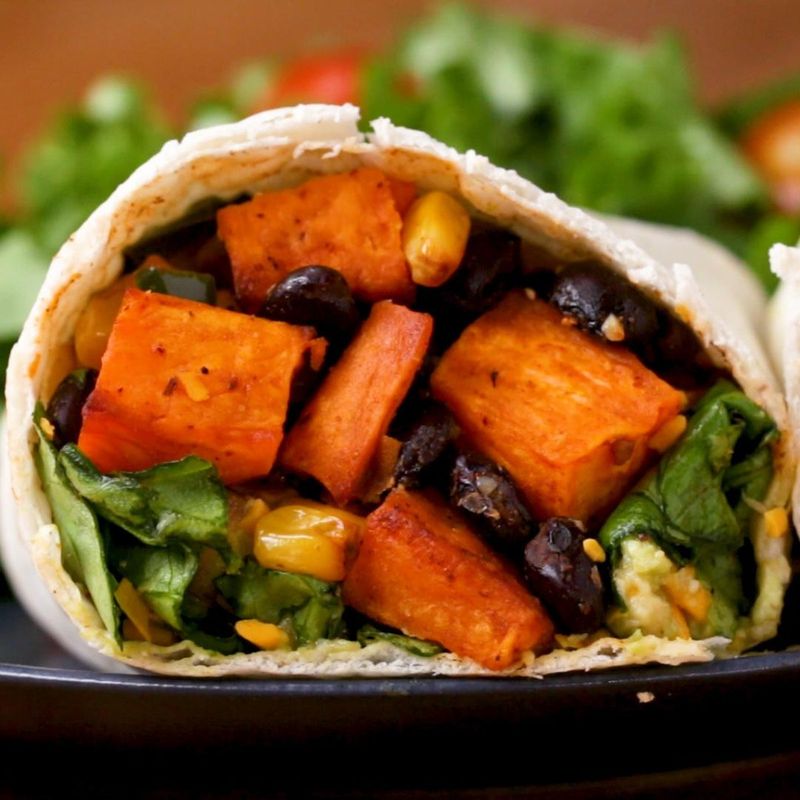 Sweet Potato And Black Bean Breakfast Burrito