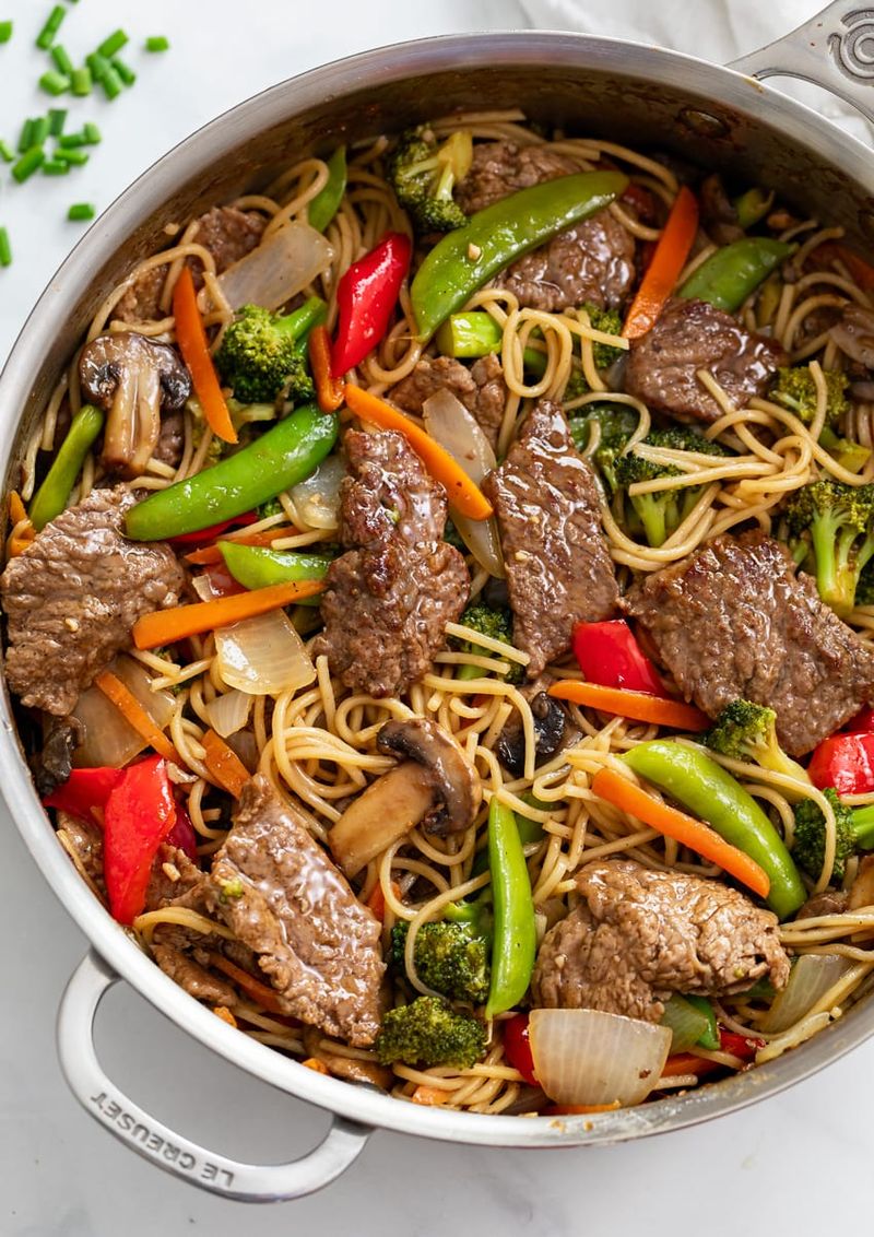 Egg Fried Noodles with Leftover Meat