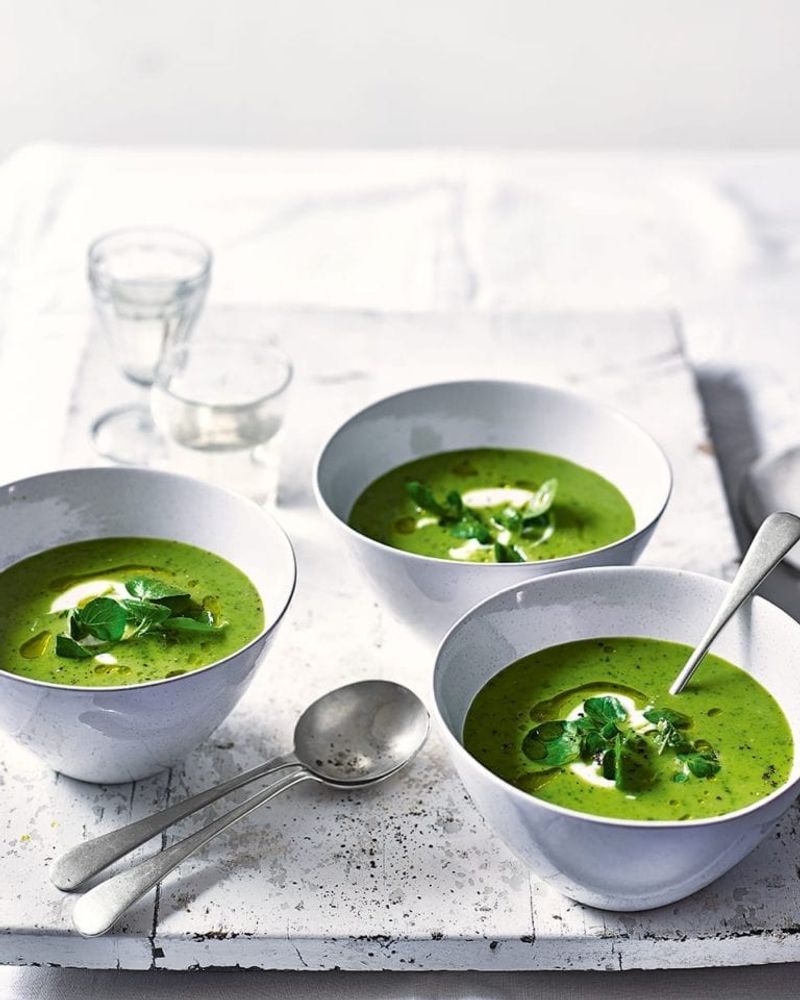 Chilled Green Pea and Watercress Soup