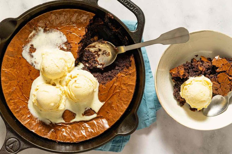 Skillet Brownie Baked in a Cast Iron Pan