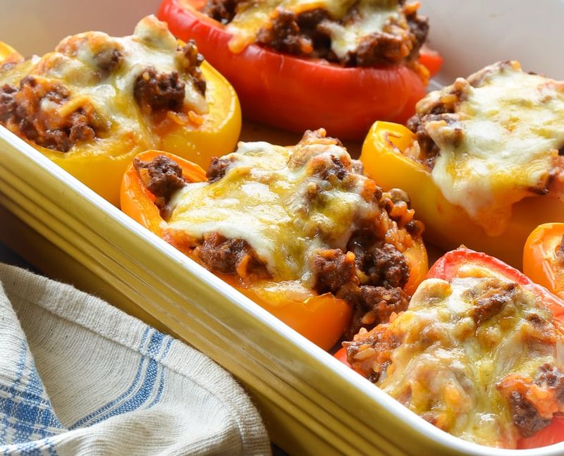 Stuffed Bell Peppers with Rice and Ground Beef