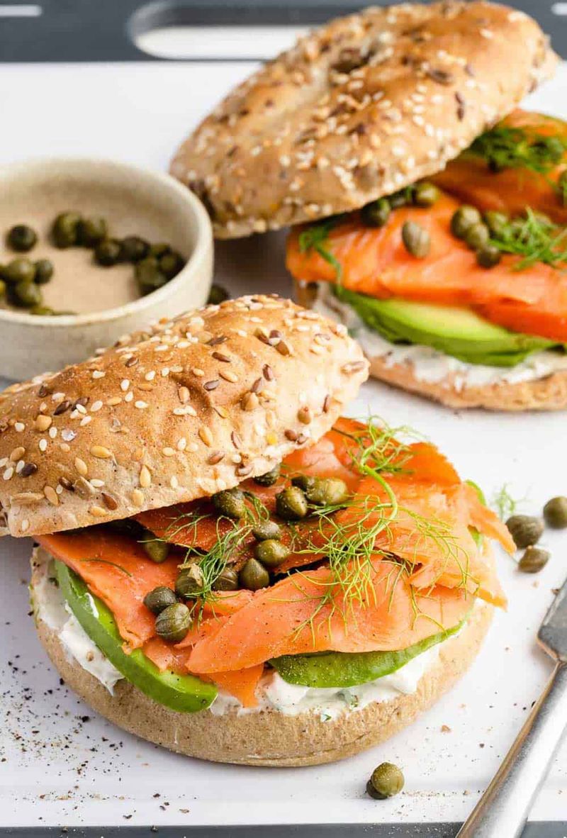 Smoked Salmon Bagel with Cream Cheese and Capers