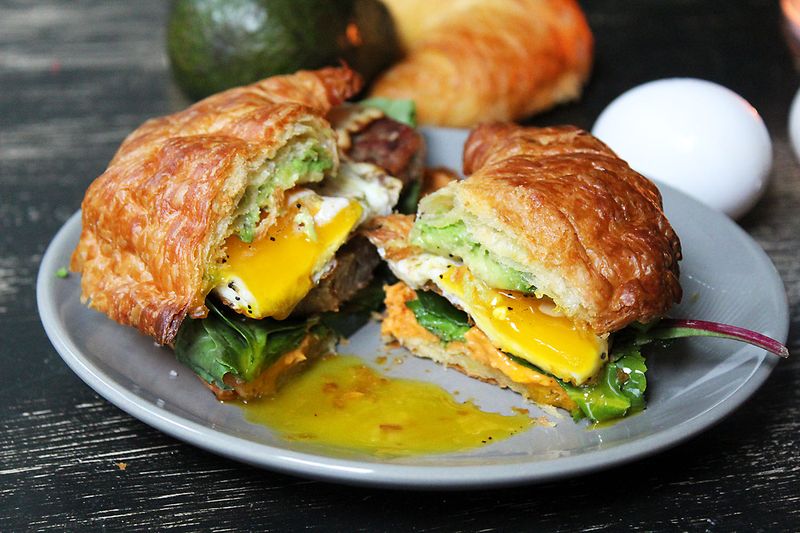 Egg and Avocado Croissant Sandwiches