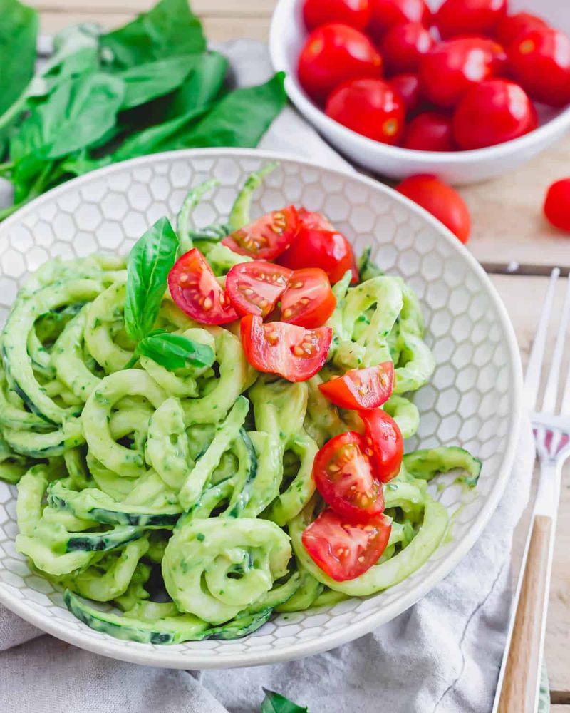 Zucchini Noodles with Avocado Pesto