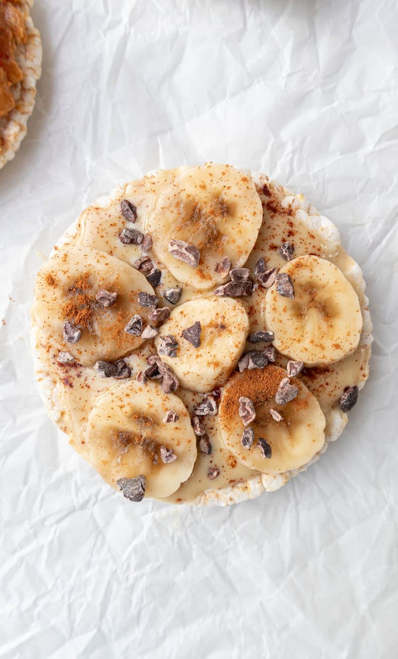 Banana and Tahini on Rice Cakes