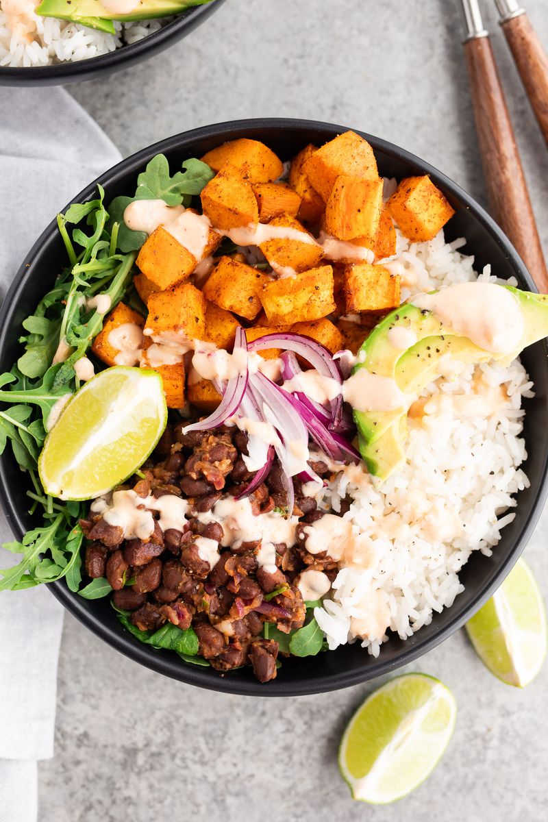 Sweet Potato and Black Bean Microwave Bowl