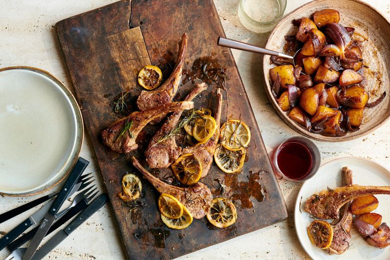 Lamb Chops With Herbed Potato Gratin