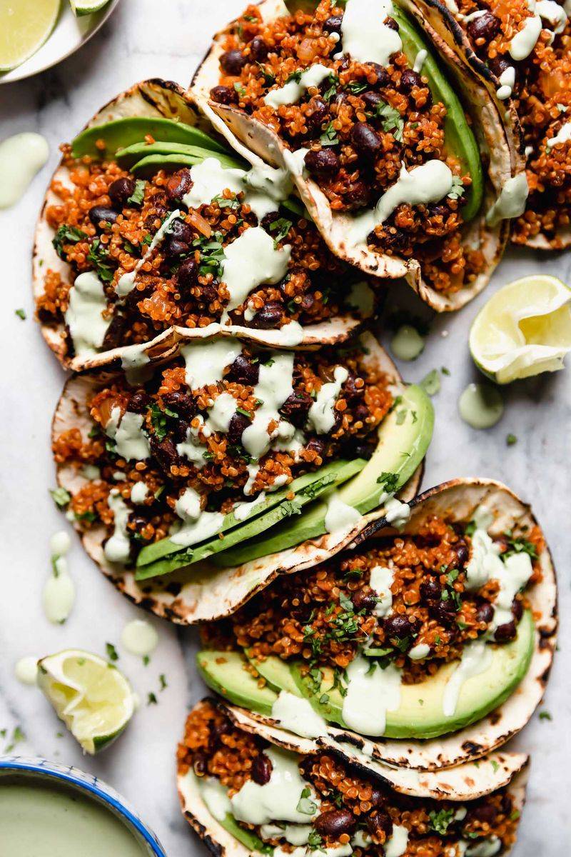 Spicy Black Bean Quinoa Tacos