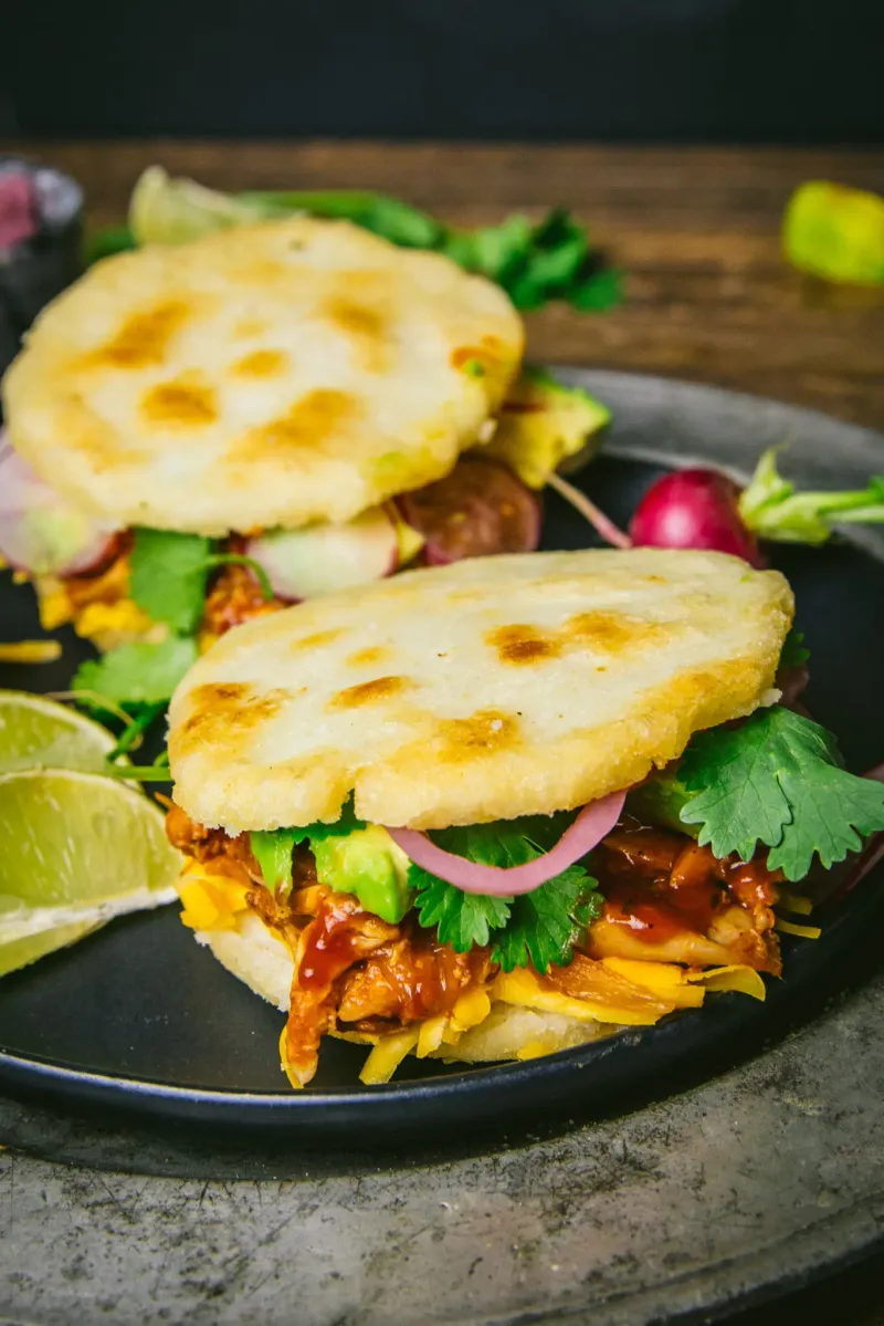 Crispy Duck Arepa with Avocado Crema
