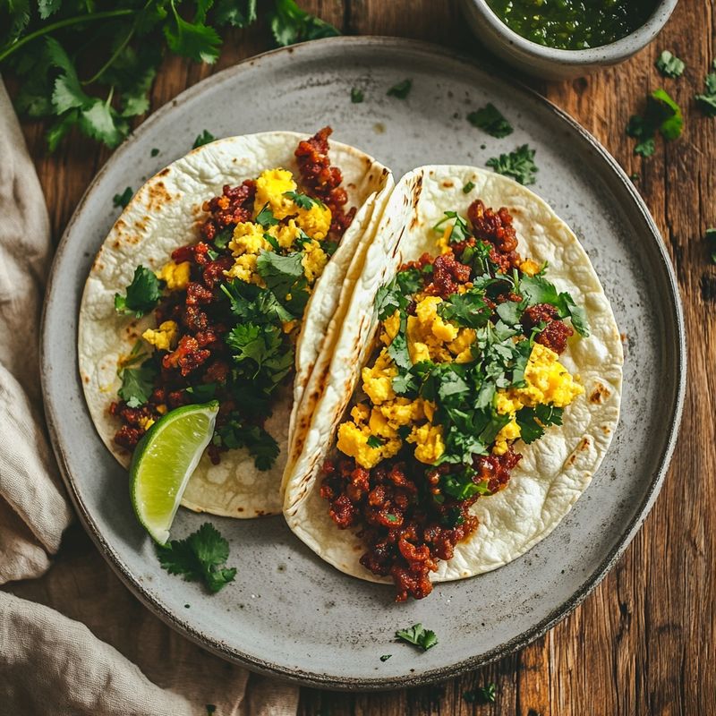 Breakfast Egg and Chorizo Tacos