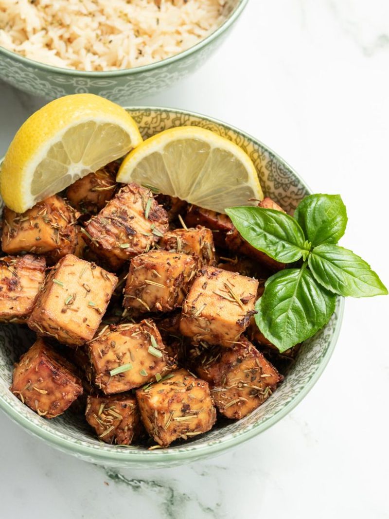 Lemon Herb Baked Tofu Grain Bowl