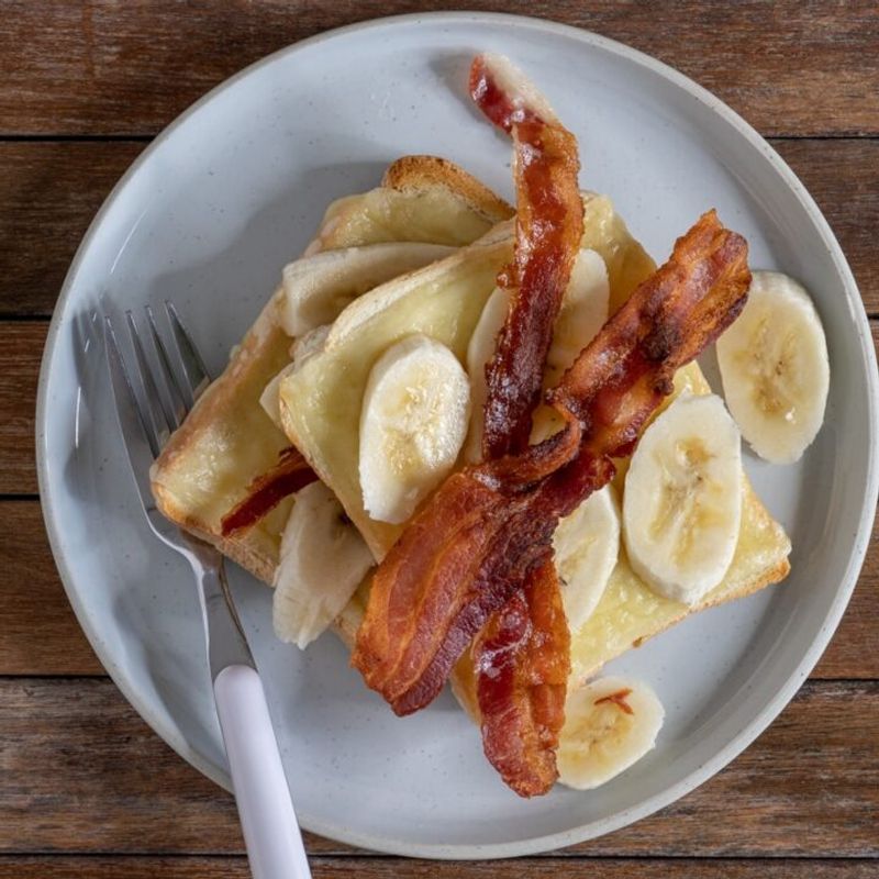 Banana Slices Laid Over Crispy Bacon