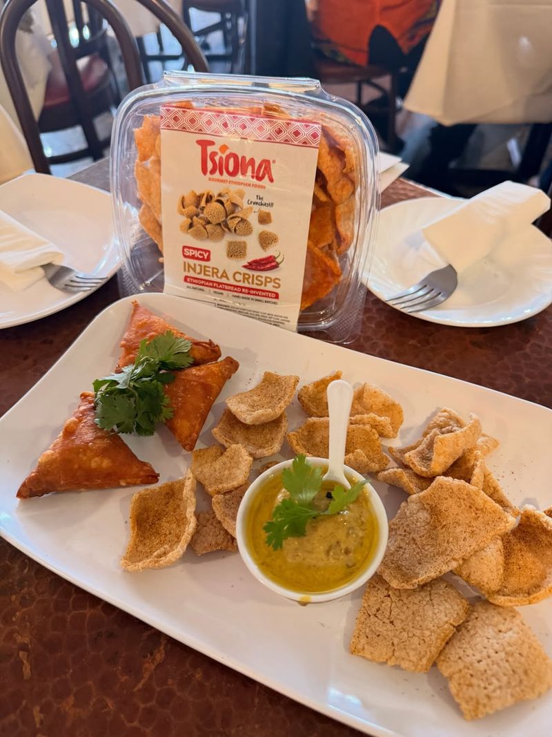 Ethiopian Coffee and Injera Crisps with Hummus