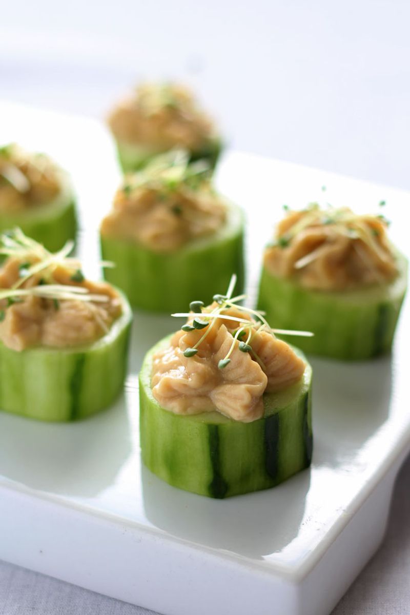 Cucumber Slices with Hummus