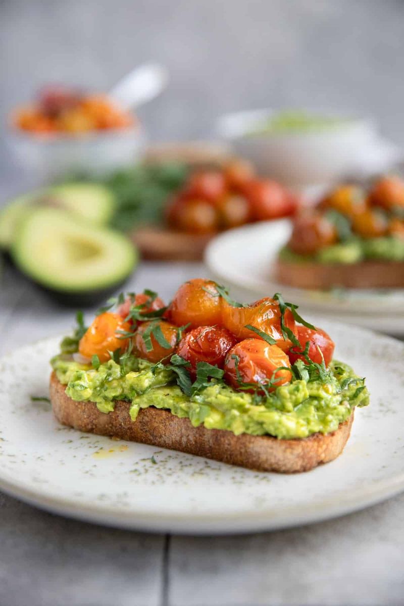 Smashed Avocado On Toast With Kettle-Softened Tomatoes