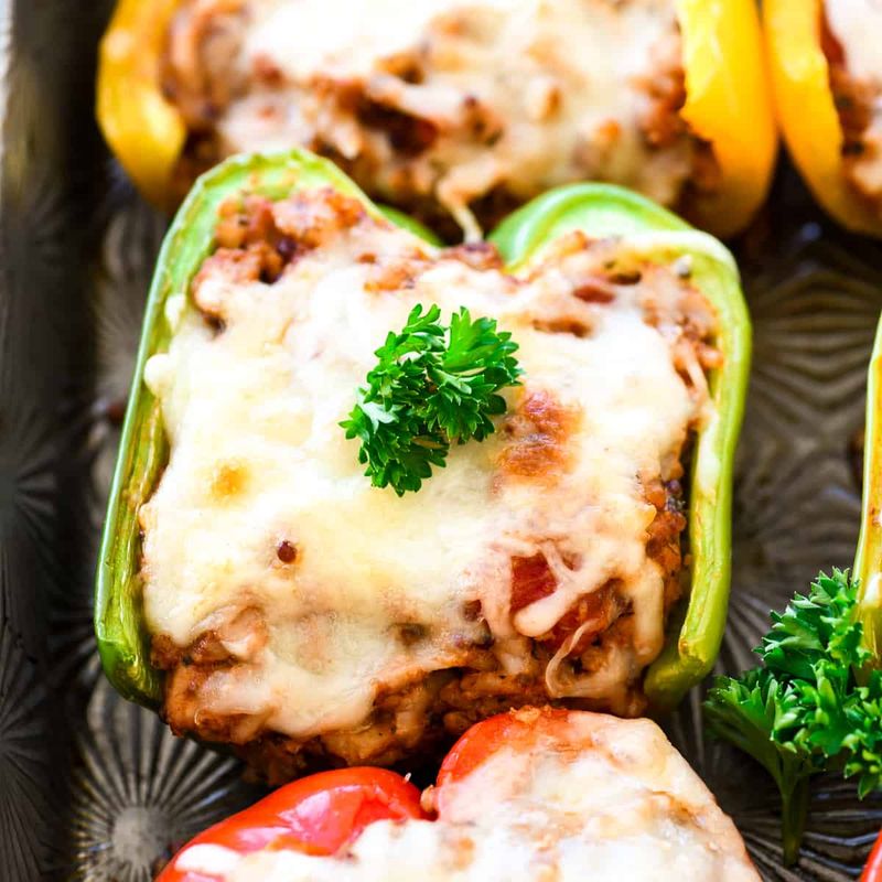 Turkey and Cheese Stuffed Peppers
