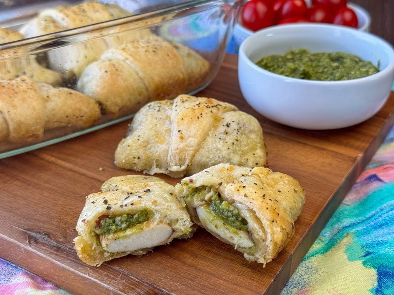 Pesto and Mozzarella Croissants