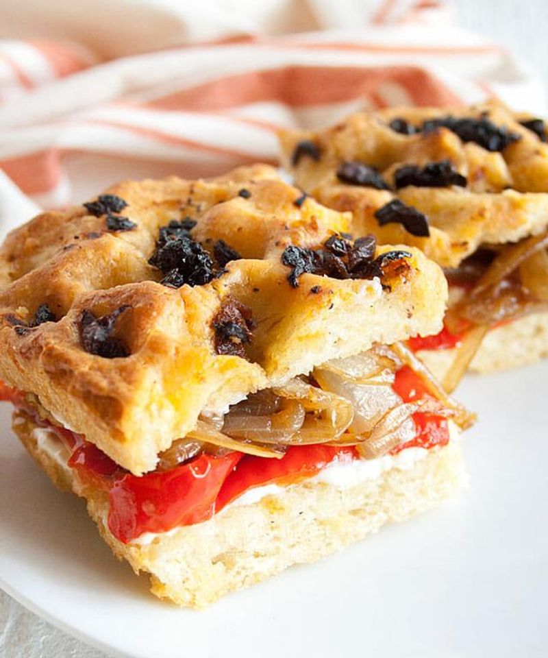 Roasted Red Pepper and Goat Cheese Focaccia