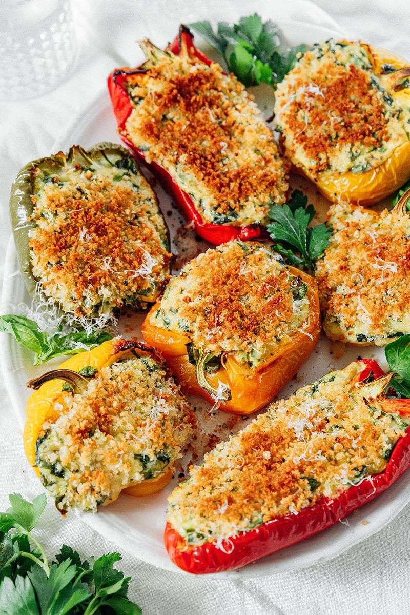 Stuff Peppers or Mushrooms With Cheese Mixtures