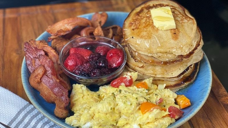 Pancakes and Scrambled Eggs Dinner