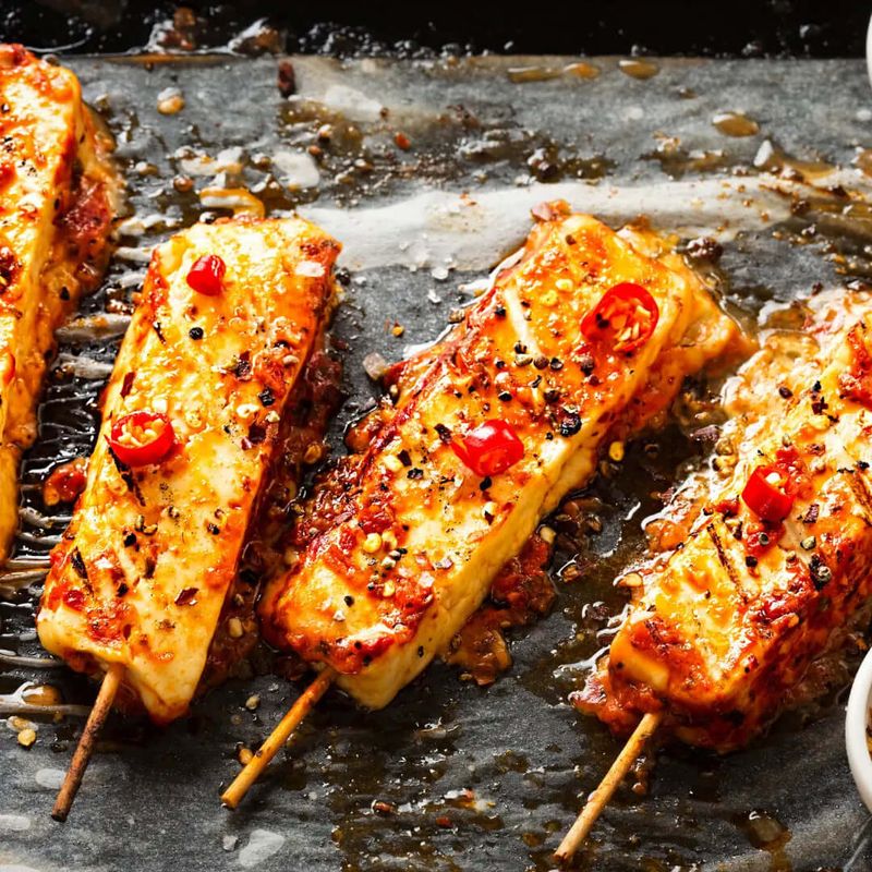 Grill Halloumi-Style Lancashire Cheese on Skewers