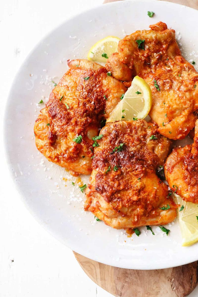 Cheese-Crusted Chicken Thighs