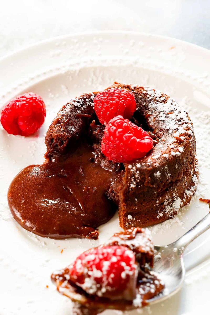 Chocolate Lava Cake with Raspberry Coulis