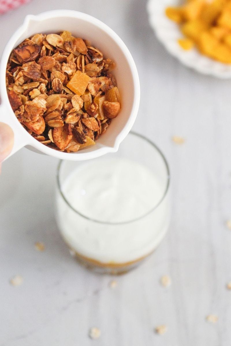 Yogurt Parfait with Crushed Chips and Mango