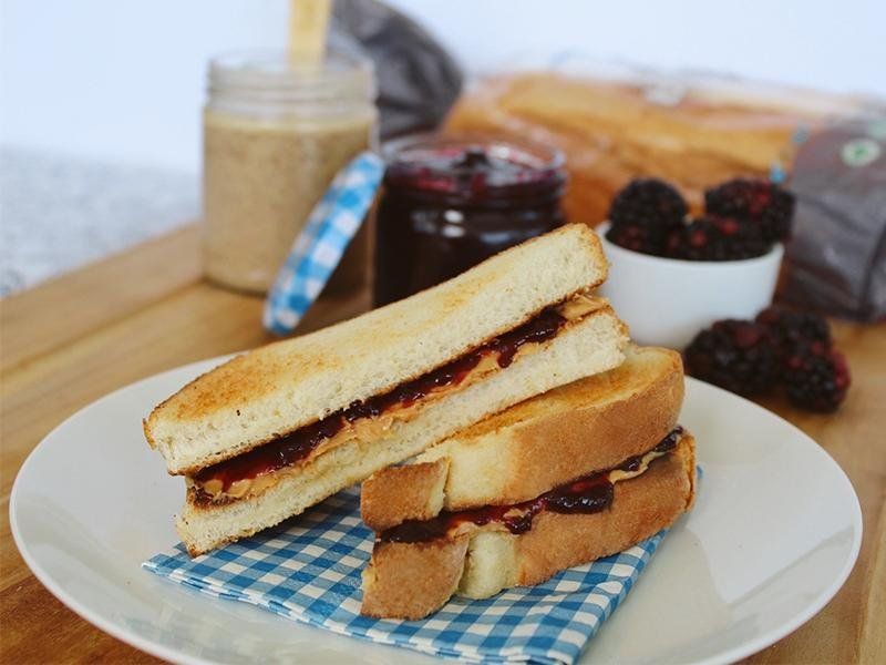 Sunflower Seed Butter and Jam on Bread