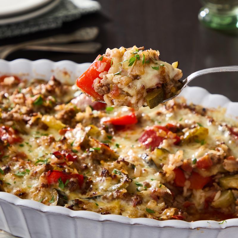 Three-Cheese Stuffed Pepper Casserole
