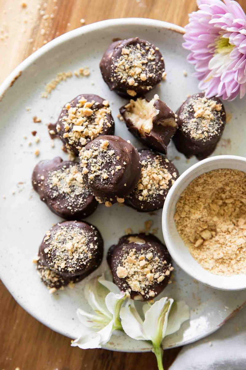 Roll Banana Bites in Crushed Nuts and Coconut
