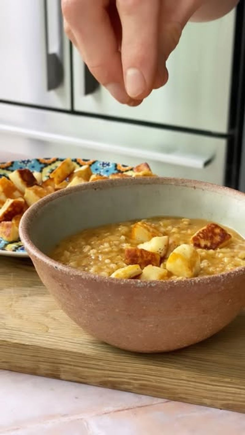 Halloumi Soup with Lentils