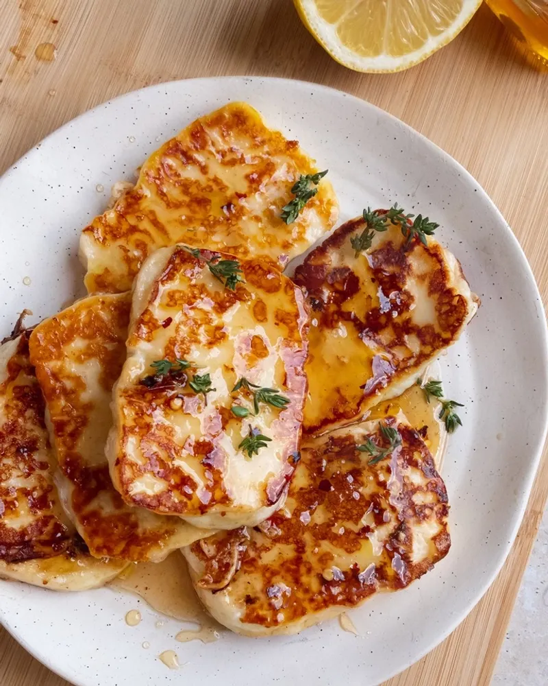 Pan-Fried Halloumi with Honey and Chili